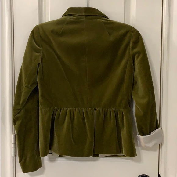 J. Crew Velvet Peplum Blazer Olive Green sz 2 - Picture 4 of 6